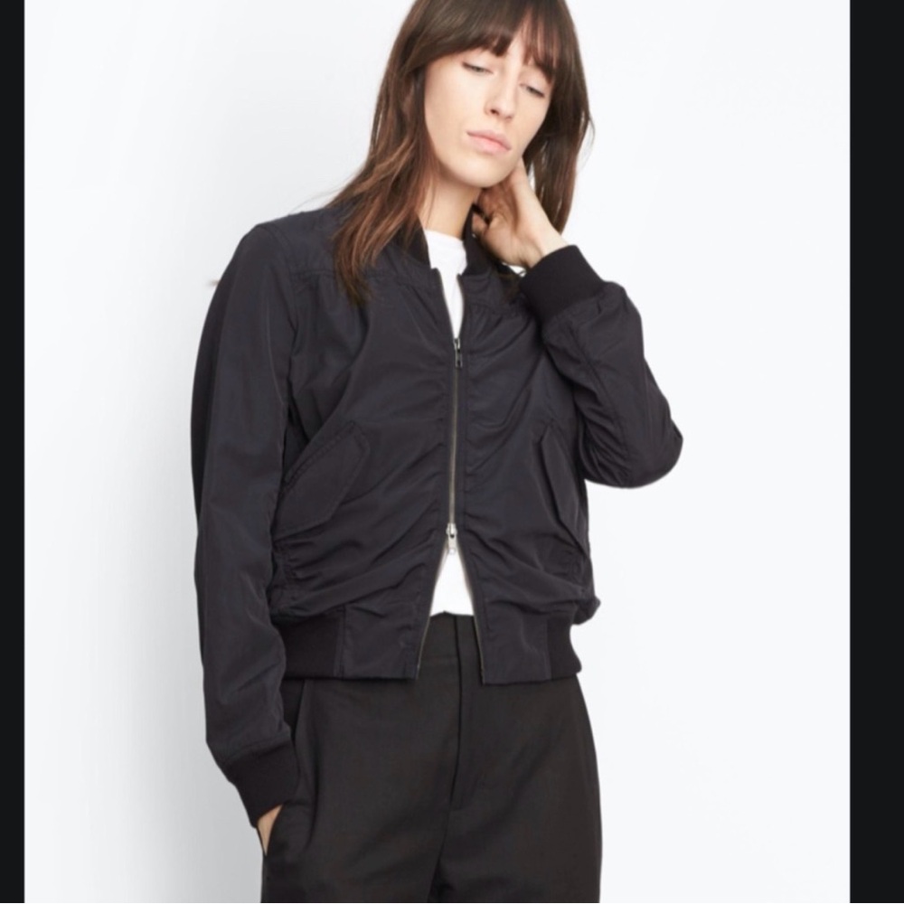 Vince Classic Black Bomber Jacket